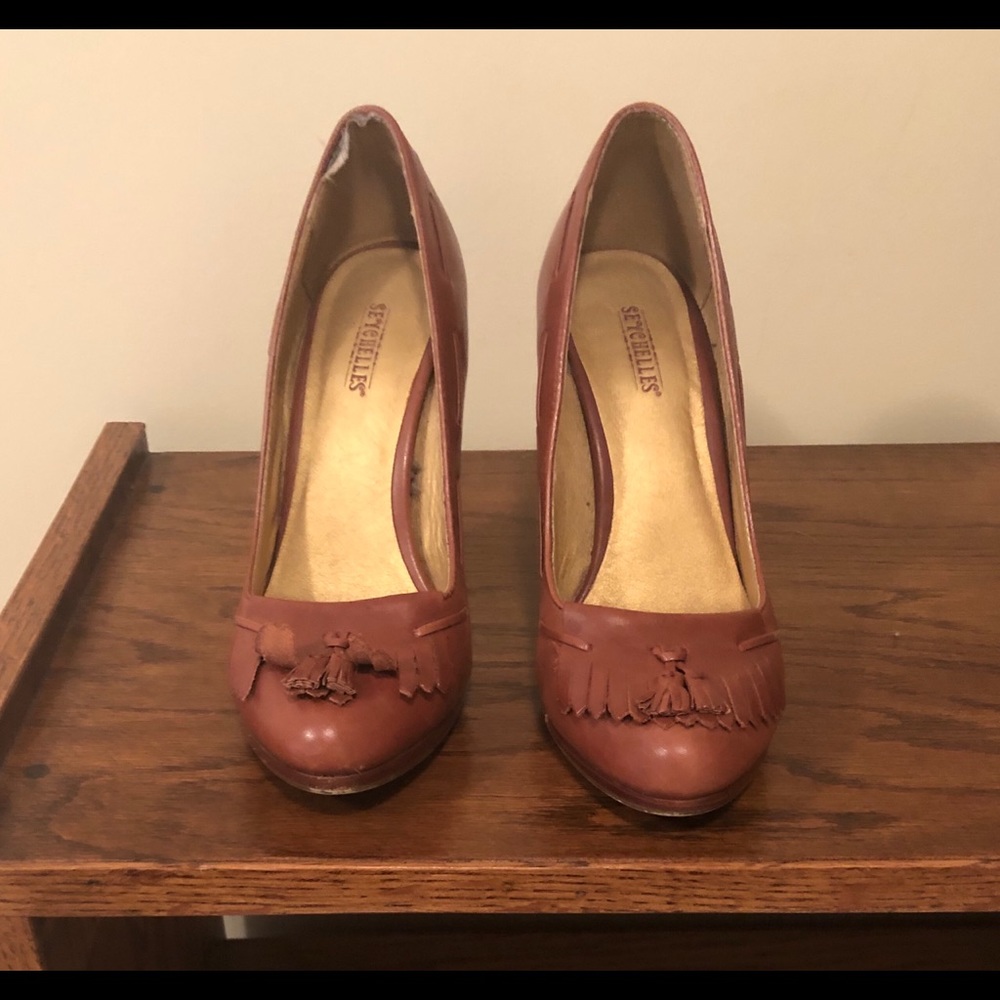 Seychelles Mary Jane Heels Pumps Size 8.5 Cognac